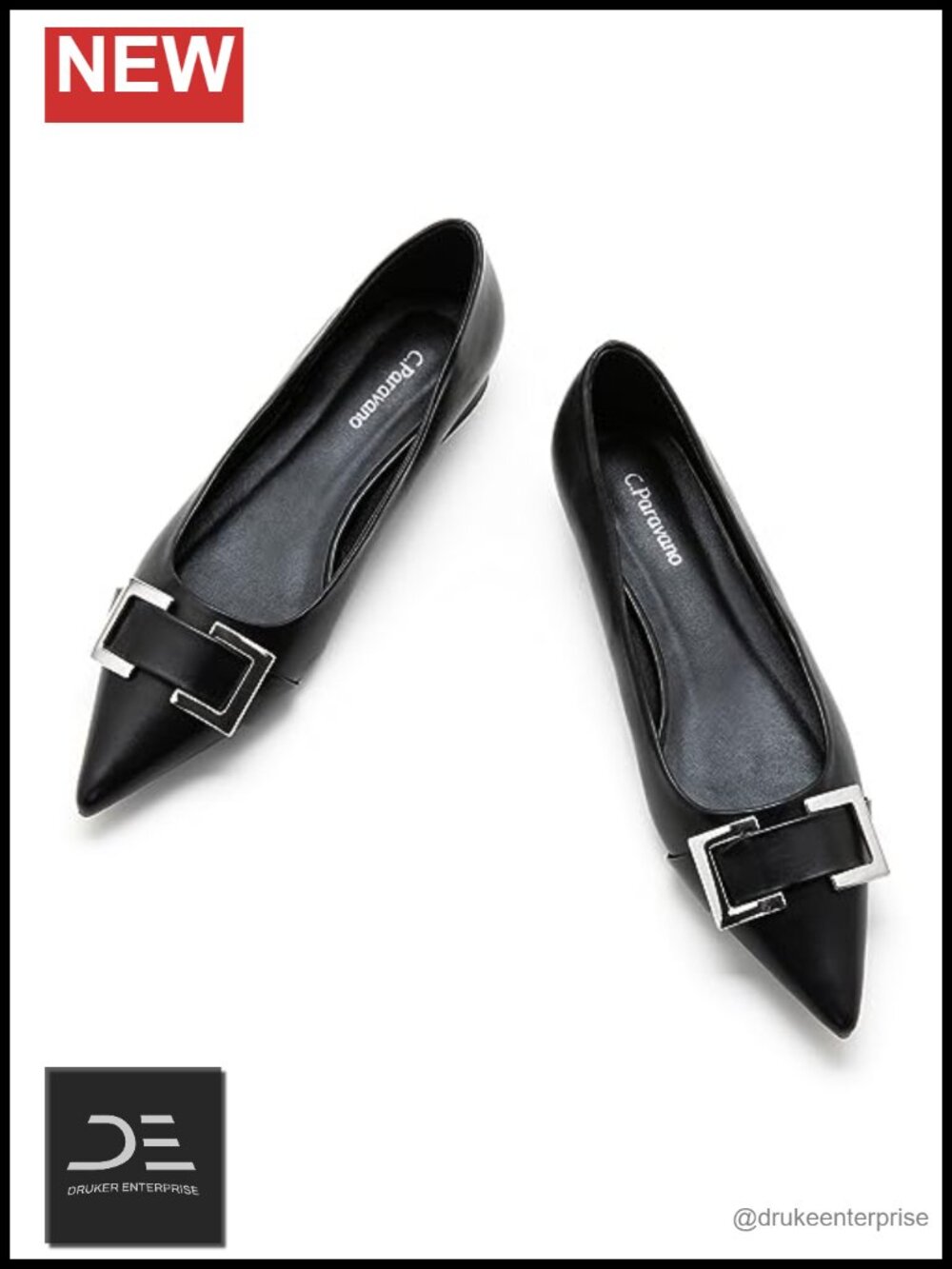 Lambskin Leather Ballet Flats Pointed Toe Memory Insole Non-Slip Work Shoes